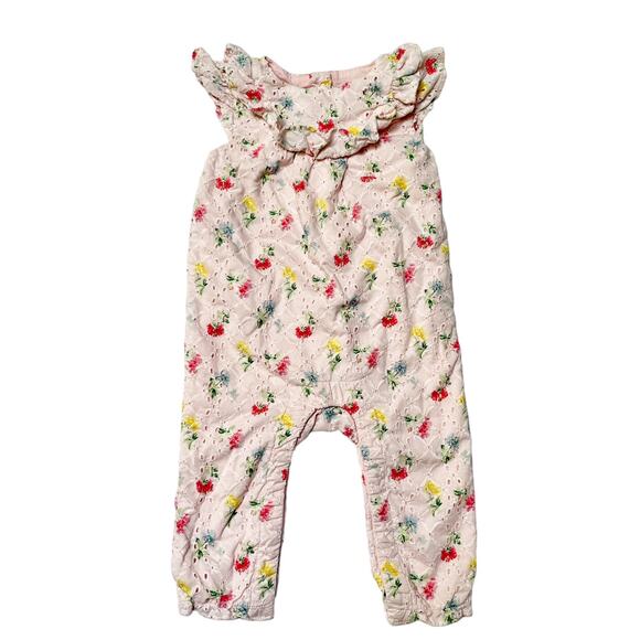 Janie And Jack Floral Eyelet Romper Size 6-12m - Picture 1 of 5